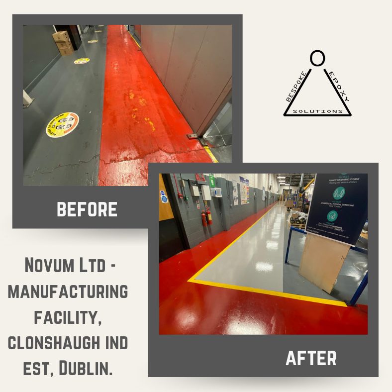 Before & after warehouse using Epoxy Resin flooring