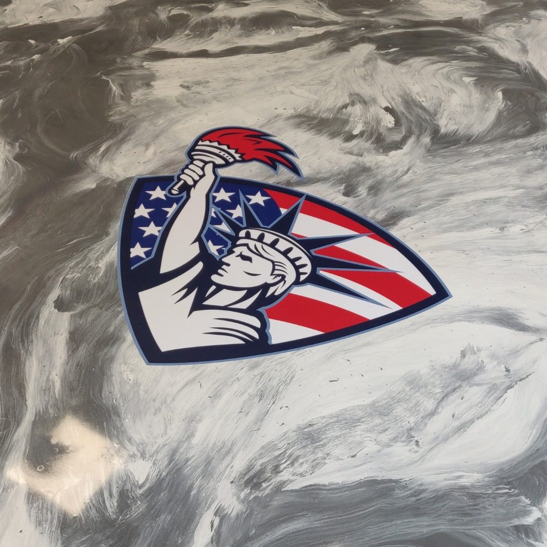 American logo on custom Epoxy Resin surface